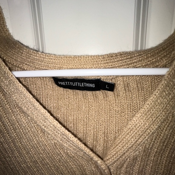 PrettyLittleThing Tan Ribbed Cardigan - Picture 2 of 3